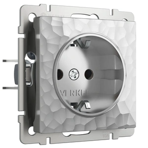 Изображение Розетка с заземлением и шторками (серебряный) W1271106