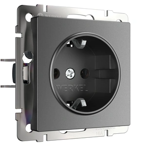Изображение Розетка с заземлением и шторками (графит матовый) W1171164