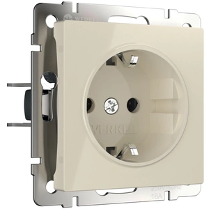 Изображение Розетка с заземлением, безвинтовой зажим (слоновая кость) W1171303