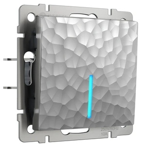 Изображение Выключатель одноклавишный проходной с подсветкой (серебряный) W1212106