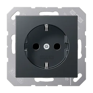Изображение Розетка с заземлением и шторками 16А 250В A creation антрацит матовый A1520BFKIANM Jung