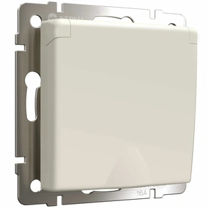 Изображение Розетка с заземлением и шторками c крышкой IP44 (айвори матовый) W1171262