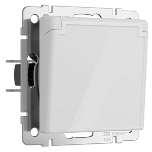 Изображение W1171241/ Розетка влагозащ. с зазем. с защит. крышкой и шторками (белый акрил) W1171241